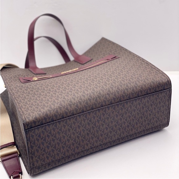 Michael Kors Kenly Large Logo Tote Shoulder Bag and Wallet Set Merlot - Picture 5 of 11